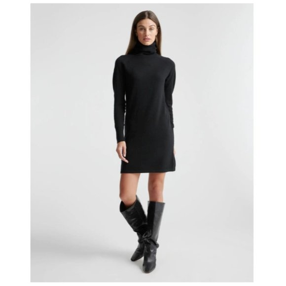 Quince Dresses & Skirts - Quince Mongolian Cashmere Turtleneck Sweater Dress Tunic Black Size S NWOT